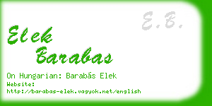 elek barabas business card